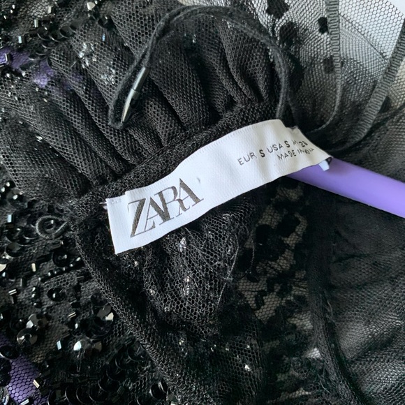 Zara Mesh Black Beaded Top - Picture 6 of 6